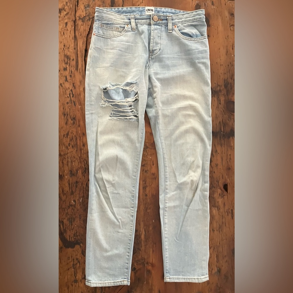 ASOS Light Blue Ripped Straight cut Jeans